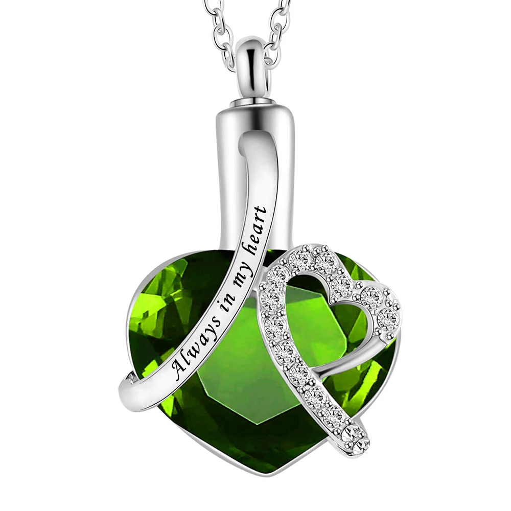 MeiceM Womens Always in My Heart Urn Necklace Heart Memerial Keepsake Pendant Ash Holder Cremation Jewelry 