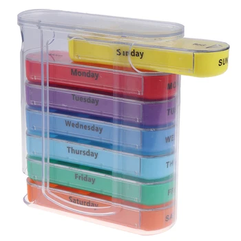 

Weekly 7 Days Pill Box 28 Compartments Pill Organizer Plastic Medicine Storage Dispenser Cutter Drug Cases For Home Travel
