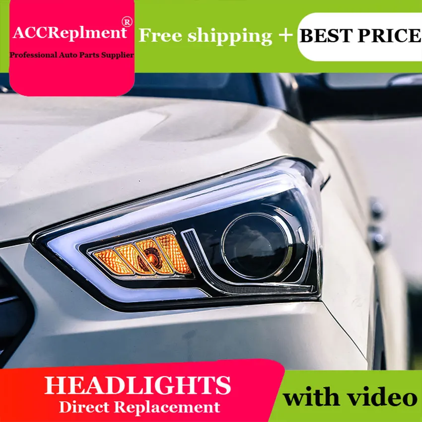 Автомобильный Стайлинг для hyundai IX25 фары- IX25 светодиодный фонарь светодиодный drl H7 hid Bi-Xenon двойные линзы ближнего света