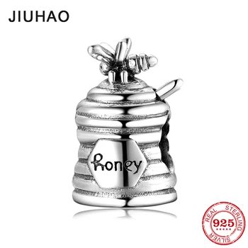 

2019 Real 925 Sterling Silver Sweet honey with bee Family gift Beads Fit Original JIUHAO Charm Bracelets fine Jewelry making