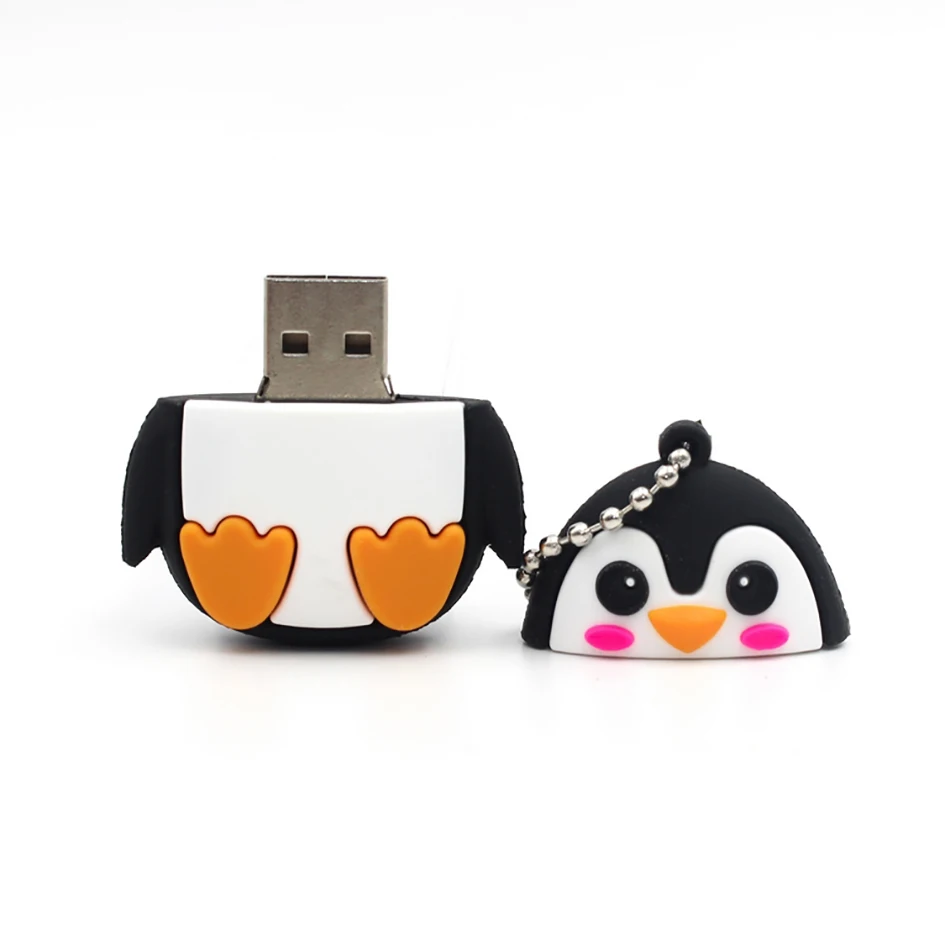 Usb флеш-накопитель 64 ГБ 32 ГБ, флеш-накопитель 128 ГБ 16 ГБ, милый пингвин, сова, лиса, флешка, мультяшная usb флешка, 8 ГБ, 4 Гб, карта памяти, подарок