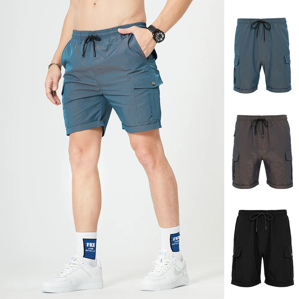 Pantalones cortos de secado rápido para hombre, Shorts deportivos informales de Color sólido, de cintura media, novedad, 2021