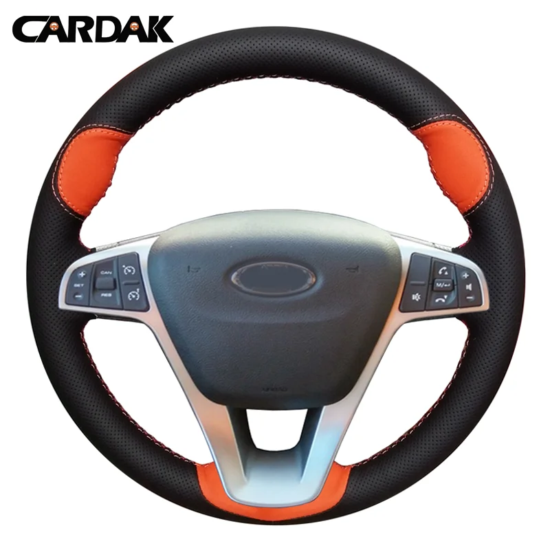 

CARDAK Black Artificial Leather Car Steering Wheel Cover for Lada Vesta 2015 2016 2017 2018 2019 Xray 2015-2019