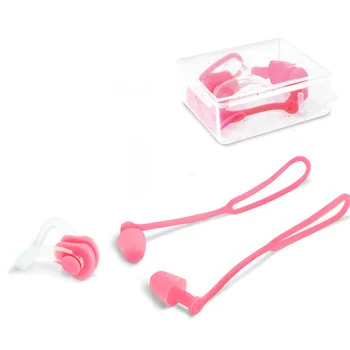 

Diving Waterproof Soft Surfing Earplugs Silicone Protector Comfortable Nose Clip Sports Non-toxic Swimming With Rope