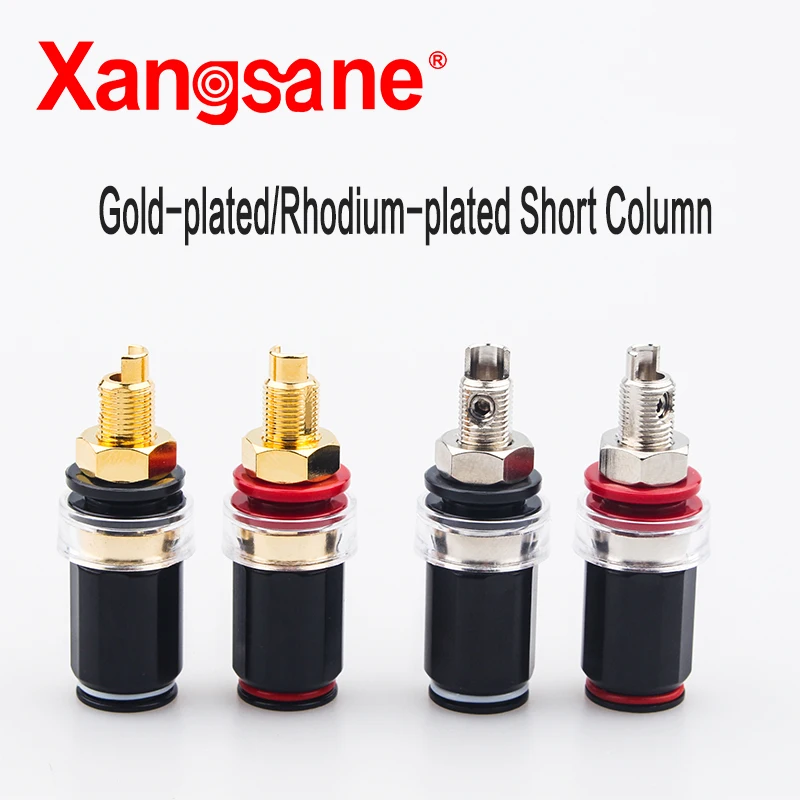 Xangsane pure copper gold-plated / rhodium-plated audio terminal short column audio free soldering horn banana plug socket afbeelding
