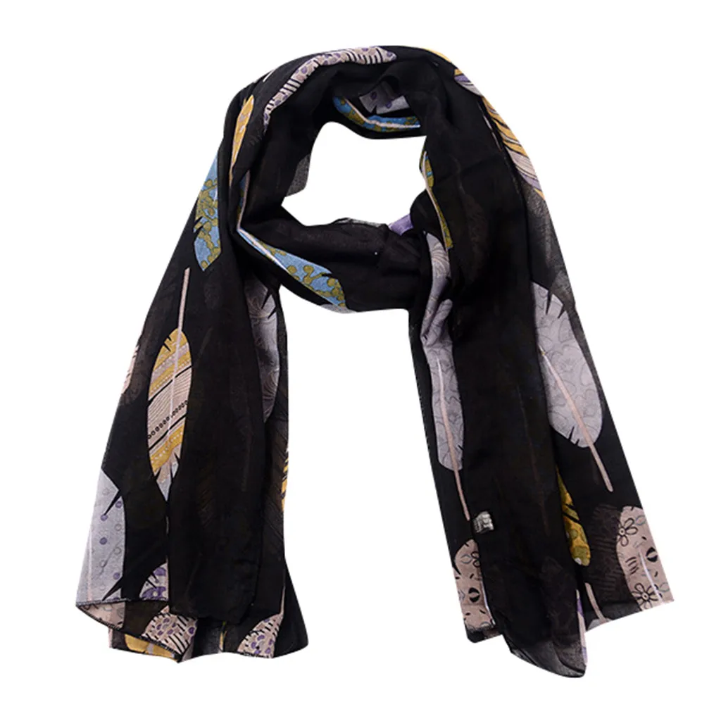 

2020 autumn Winter new Winter Women Lady Warm FashionColor Leaf Plants Pattern Scarf Cappa Printed chiffon scarves shawl #O24
