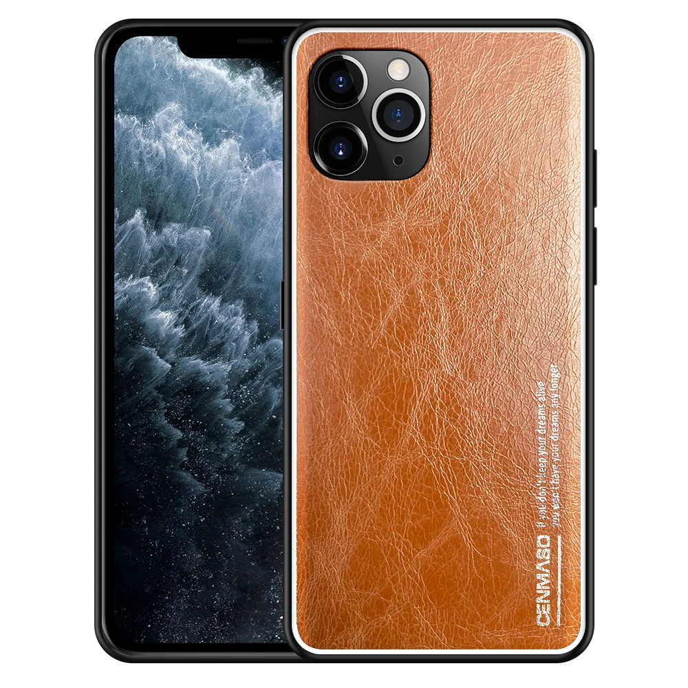 Бренд CENMASO, чехол из натуральной кожи для iPhone 11 Pro Max, чехол, роскошный кожаный Ультра Тонкий ретро винтажный Чехол, Модный чехол - Цвет: Темный хаки