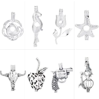 

10pcs Vintage Cage Pendant Heart Locket Pendant for DIY Aromatherapy Essential Oil Diffuser Necklace Glass Pearl Oyster Ball