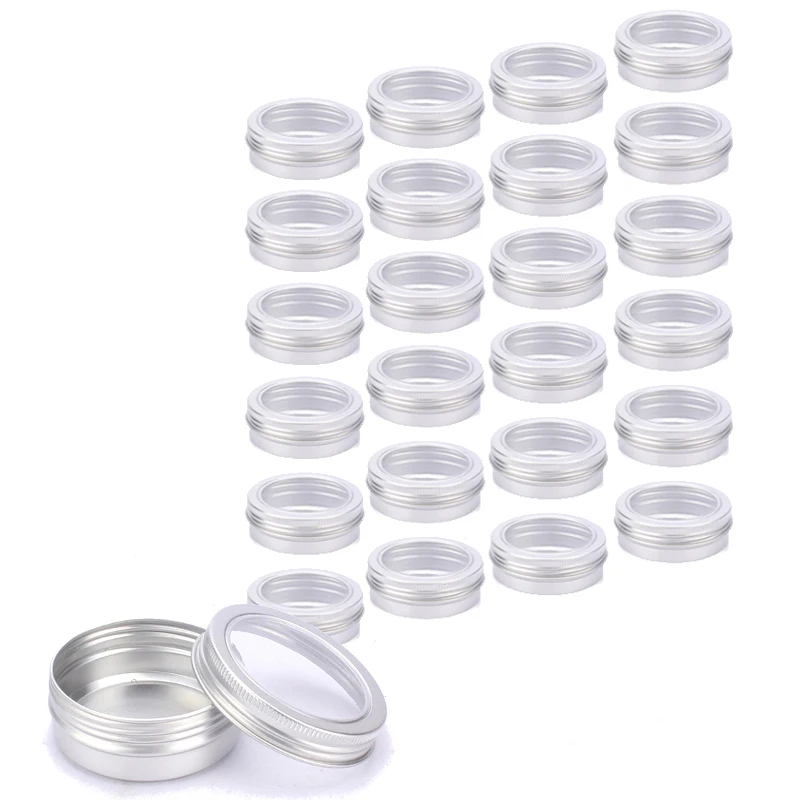 

HHO-With Clear Window Aluminium Screw Tin Bottle Jar Pot Cans Containers Case For Lip Balm Nail Art Makeup Diy Cream Cosmetic Bo