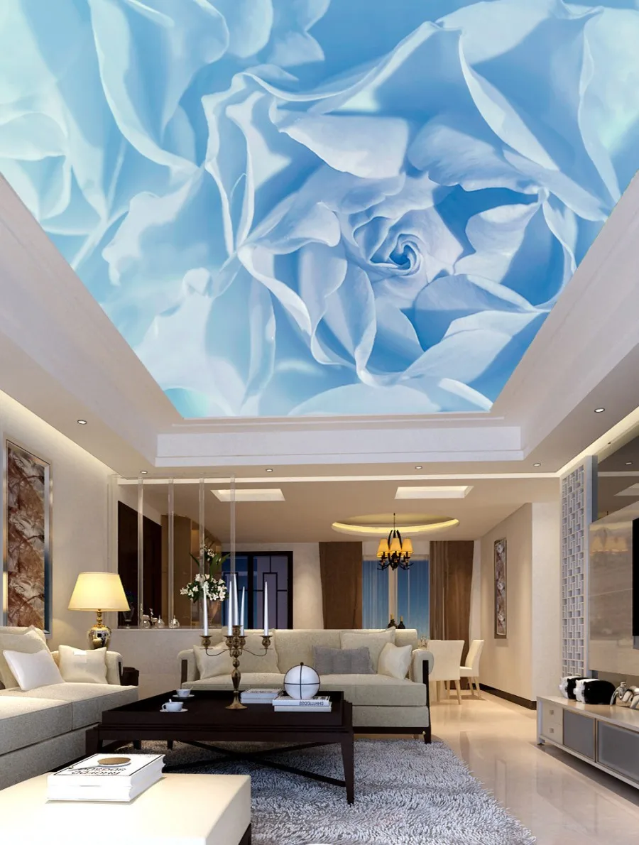 Custom ceilings Fantasy blue rose ceilings mural 3d ceiling murals wallpaper