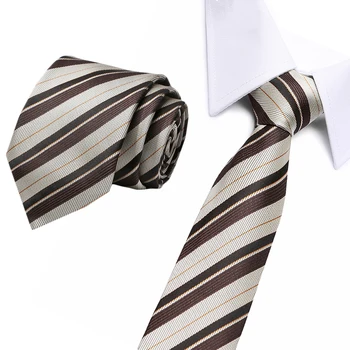 

New Fashion Striped Plaid Men's Tie Red Blue Grey Classic Neckties Leisure Business Wedding High Quality 7.5 cm Silk Necktie