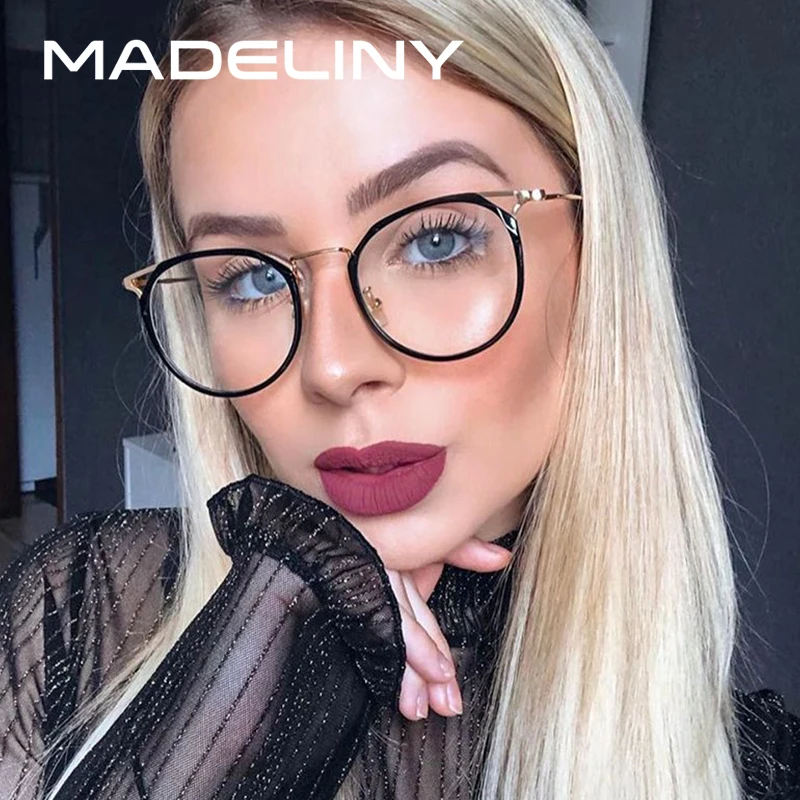 Модные дизайнерские очки MADELINY TR90 оправа с твердыми прозрачными линзами большие