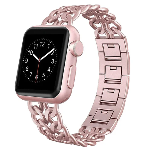 Ремешок из нержавеющей стали для Apple Watch 5 4 40 мм 44 мм ремешок металлический браслет IWatch ремешок для Apple Watch Series 1 2 3 42 мм 38 мм - Цвет ремешка: Rose pink