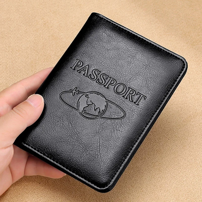 Rfid Package Genuine Real Leather Passport Cover Crazy Horse Travel Passport Holder Men Women Plastic Credit Bank ID Card Case