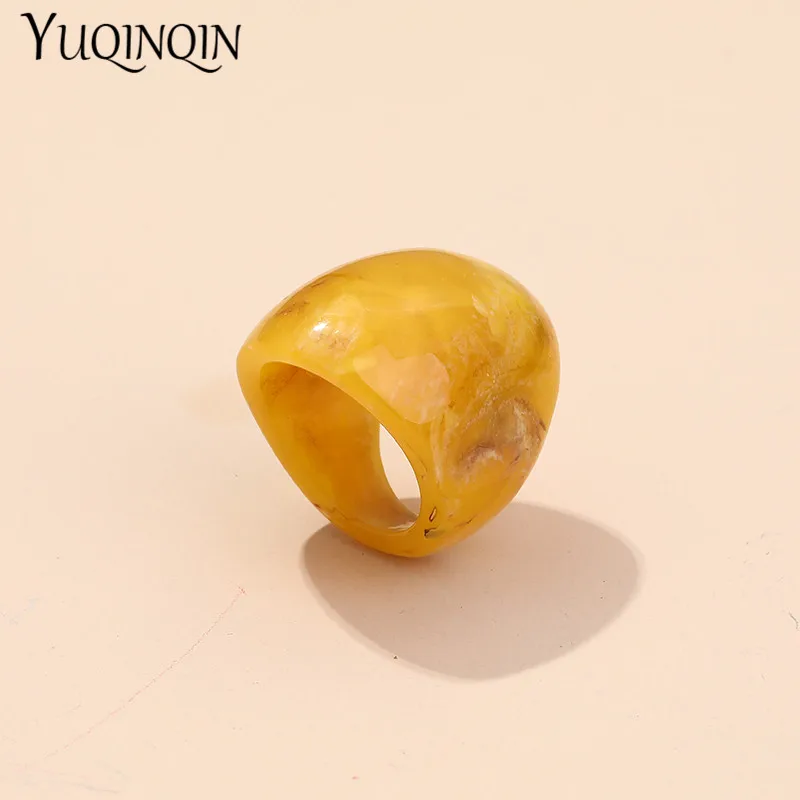 Finger Ring Resin Fashion Punk Big For Women Design Acrylic Irregular Colorful Vintage For Girls Party Jewelry