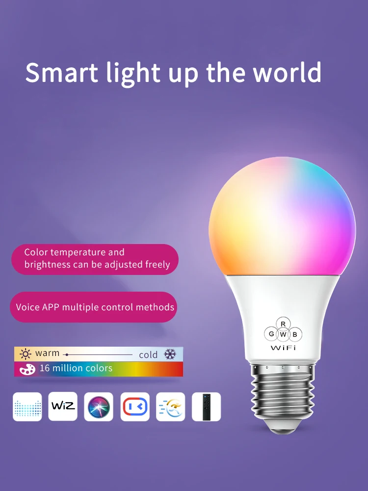 

Smart Light Bulb, LED Smart WiFi Alexa Bulbs Works with Alexa and Google Home,E27 Dimmable,2.4Ghz,No Hub Required, Magic Light