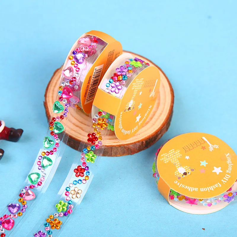 50 см/рулон в форме сердца акриловые кристаллы алмазы Сделай Сам лента дети ручной работы алмазные картины скрапбук паста декоративные Стикеры