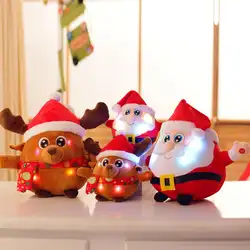 Хорошее качество милый свет поют лось Санта Клаус плюшевые куклы с музыкой свет Рождественское украшение для дома детская игрушка