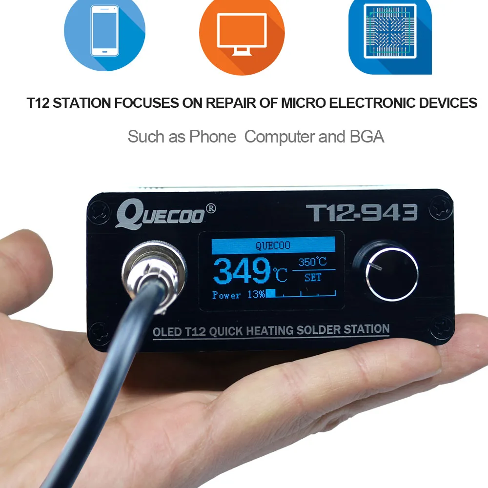 Мини T12-943 OLED-STM32 1,3 дюймов цифровой дисплей паяльная станция с DC24V3A US/EU источник питания и металлической ручкой и K наконечником