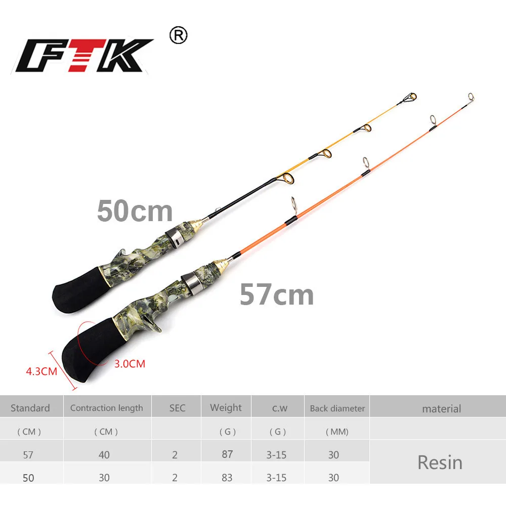 FTK New Winter Ice Fishing Rod Lightweight Hard/Soft Pole Portable 8 Styles Fishing Tackle Supplies