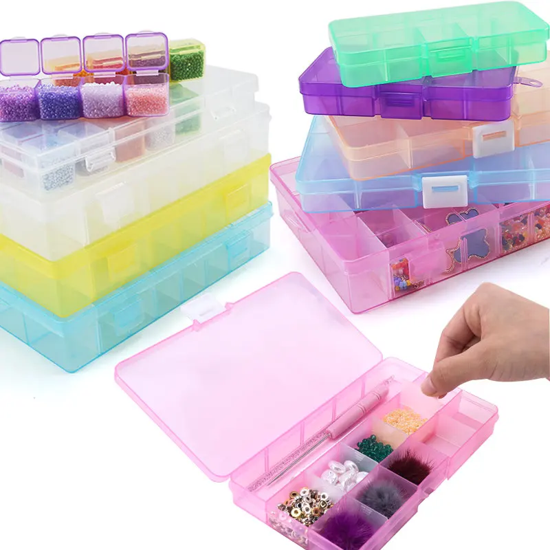 Storage Box Plastic 10 Slots Adjustable Jewelry Storage Box Pill Beads  Holder Case Organizer Storage Boxes - AliExpress