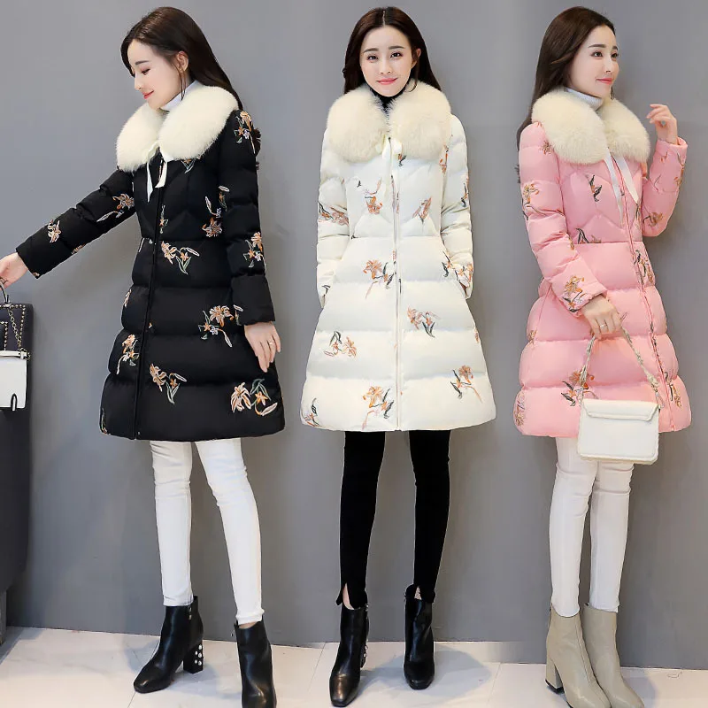 

2019 Winter Thick Warm Fashion Comfortable Long Sleeve Women's Long Simple Cotton-padded Clothes/Cotton Coat Qgjc8902