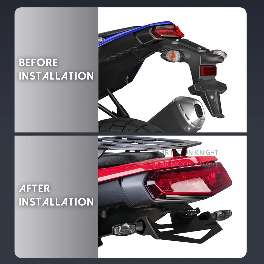 Motorcycle Rear License Plate Holder Bracket with Light Tail Tidy Fender Eliminator for Yamaha Tenere 700 XT700Z Tenere700-motorcycle license plate holder
