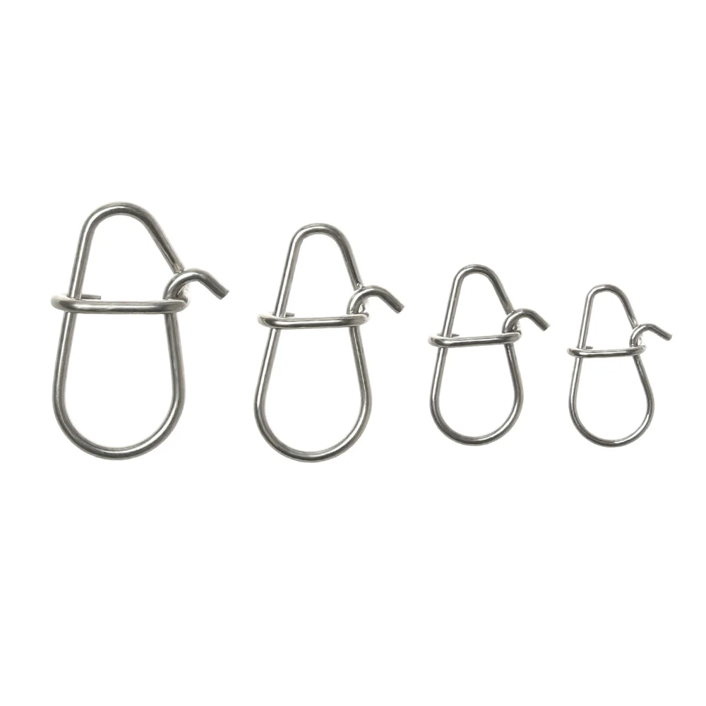 Fishing Tackle 100Pcs/Lot Gourd Stainless Steel Fishing Hanging Snap Oval Split Rings Fast lock Connector Barrel Swivel