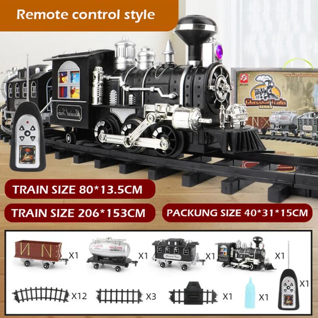 Children's RC Train Railway Toys Simulation Of Electric Track Programming Classical Steam Christmas Train Children Toys Gift 2