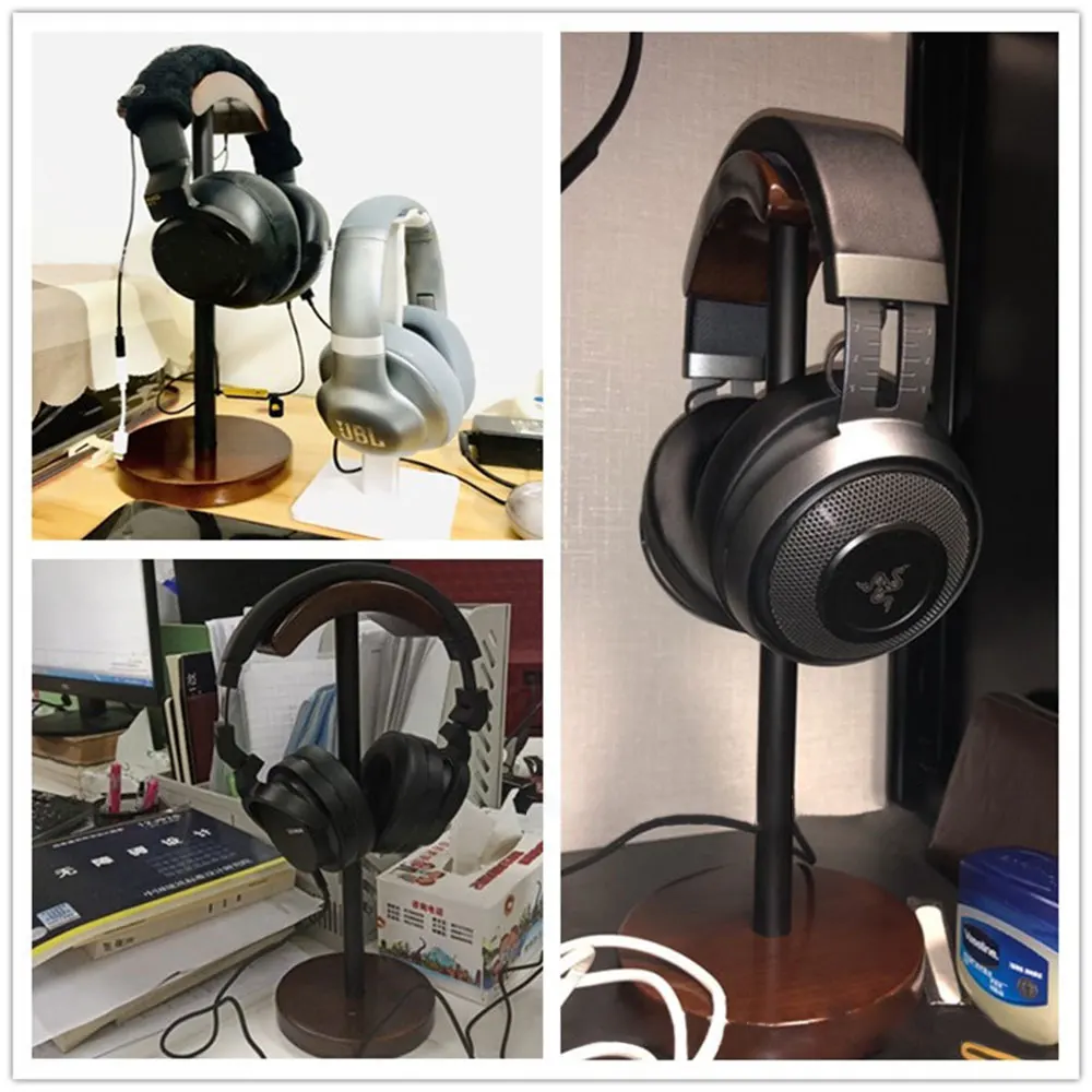 Portable Headphone Holder Wooden Useful Support Stand Headset Display Rack Universal Headphones Device Accessories