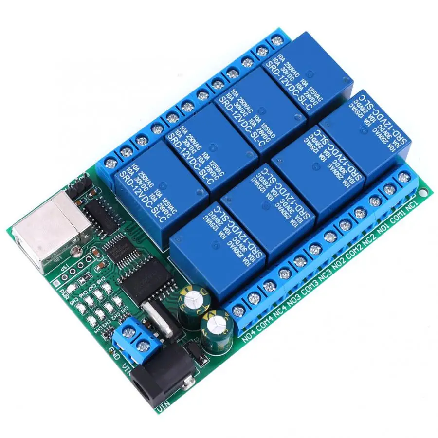 

8 Channel DC 12V Relay Module Multi-Function USB Controller UART Port Relay PLC Motor Remote Control Module latching relay