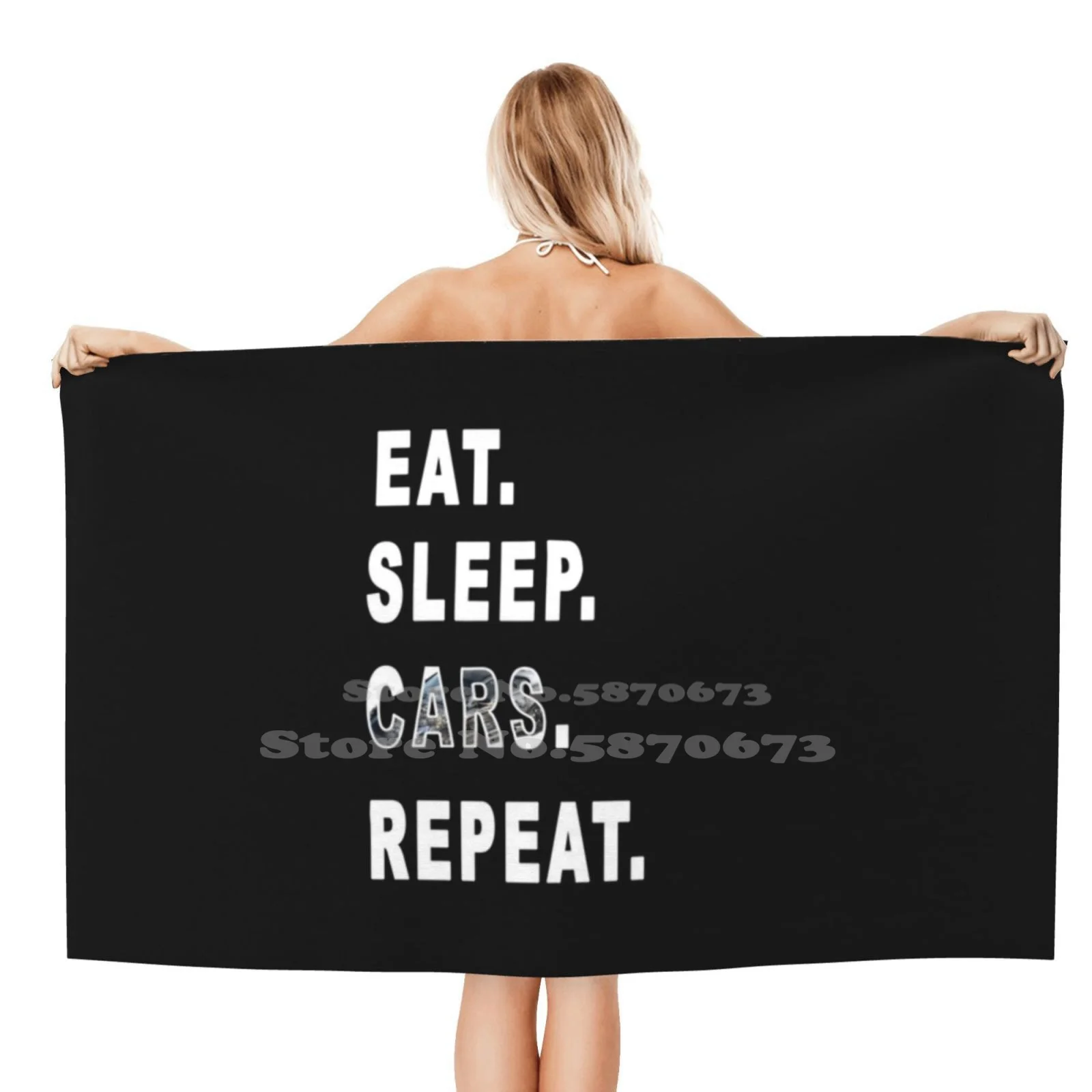 

Eat. Sleep. Cars. Repeat. Soft Comfortable Bath Towel Outdoor Cars Mechanic Car Lover Super Cars Classic Cars Sports Cars