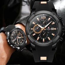 Мужские часы с силиконовым большим циферблатом, водонепроницаемые часы, мужские Спортивные кварцевые наручные часы с хронографом, топ класса люкс, мужские часы
