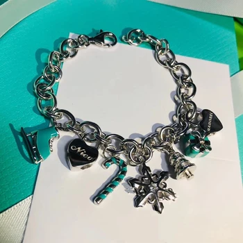 

1:1 original miniature standard 925 sterling silver bracelet, popular and fashionable Christmas tree love bracelet, Valentine's