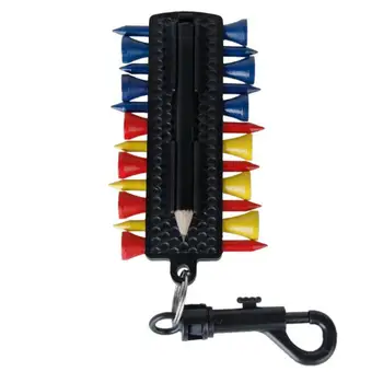 

Golf Tee Caddy Keeper 12 Tees 2 Ball Markers Divot Tool Pencil Set With Keychain