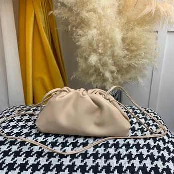 

Europe brand designer women small cloud pouch bag lady clutch bag purse handbag import genuine calfskin leather