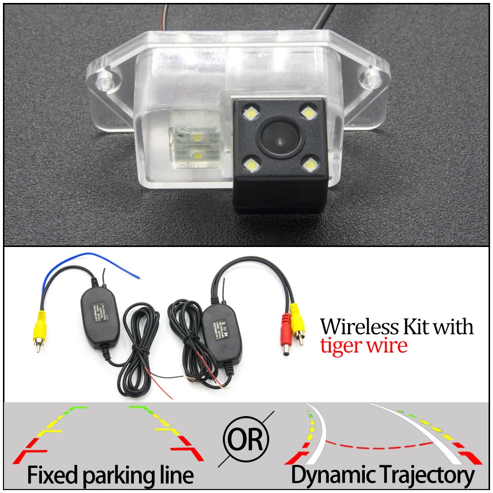 Фиксированная или динамическая траектория треков CCD Автомобильная камера заднего вида для Mitsubishi Eclipse Lancer 8 9 10/Lancer EX/Lancer EVO/Evolut Car - Название цвета: 4LED N Wireless