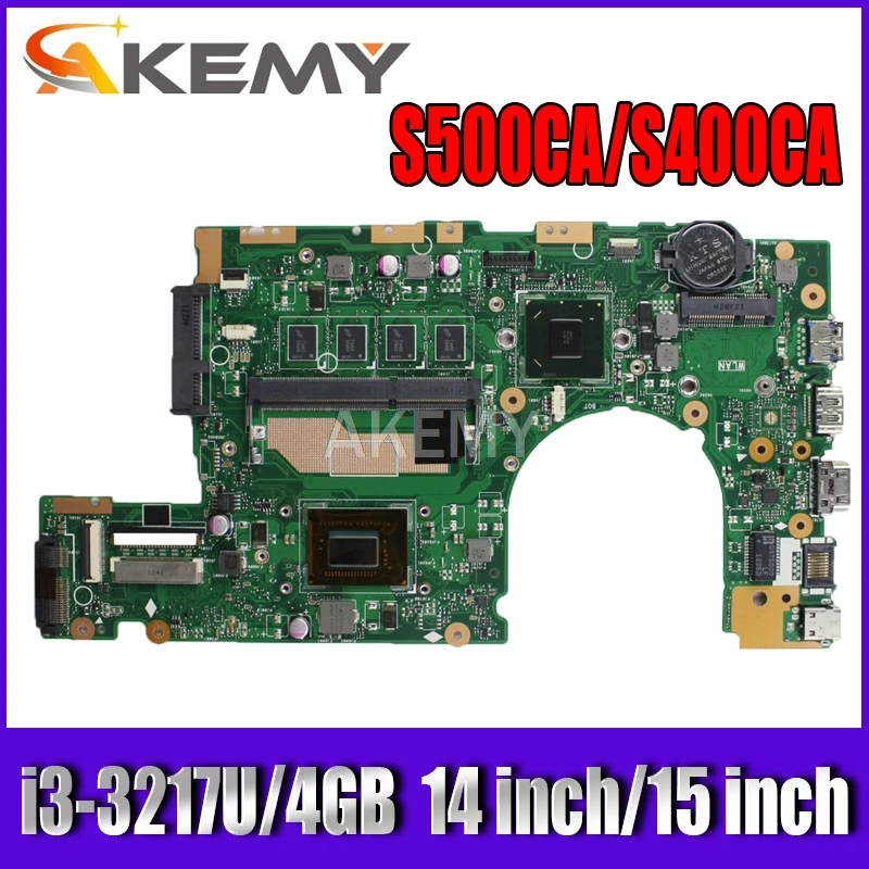 S400CA REV2.1/3.1 motherboard 4GB-RAM i3-3217U SR0N9 mainboard For Asus S500CA S500C S400CA Laptop motherboard MAIN BOARD Tested