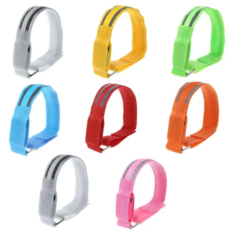 Ночных пробежек флуоресцентный нарукавники светодиодный Браслет ножные кольца Светоотражающие руки с предохранителем и универсальным питанием-от источника переменного или Предупреждение Lights27RD