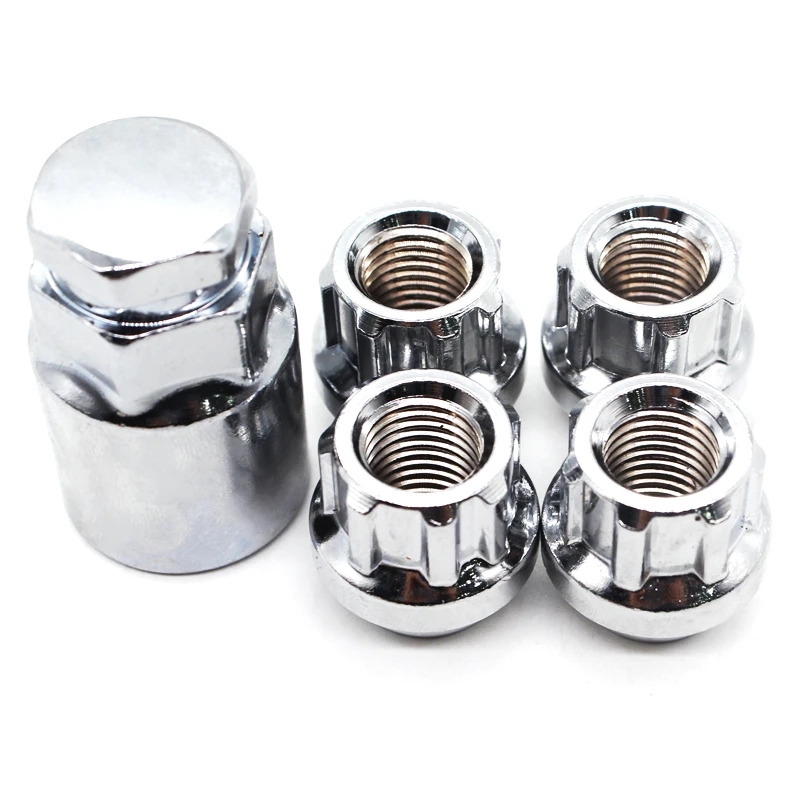 4 Wheel Nuts Locking 1 Key Racing M12x1.5 Wheel Locks Lug Nuts Anti
