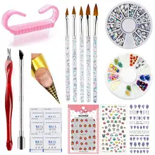 DIY ногтей кристалл ручка резная ручка блесток стержень кисти для ногтей Сова пчела рога гребень набор украшения для ногтей