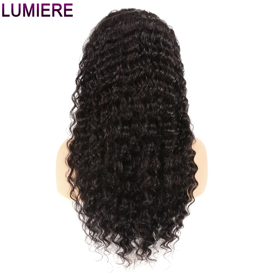 Lumiere Hair 360 Lace Frontal Wig Pre Plucked With Baby Hair Malaysian Deep Wave Wig Non-Remy 100% Human Hair Wigs For Woman 1B