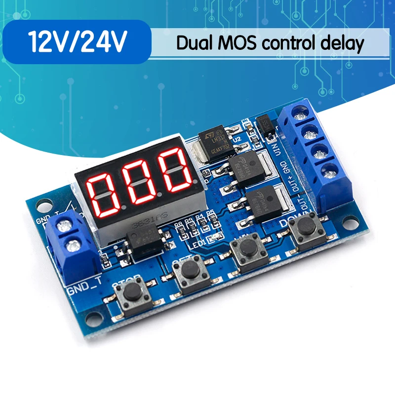 DC5 36V Dual MOS LED Digital Time Delay Relay Trigger Cycle Timer Delay