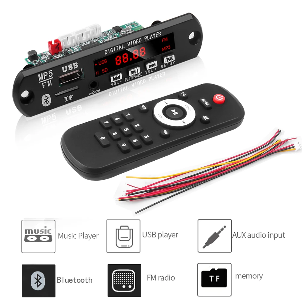 Car MP3 MP5 Player Detector Board Bluetooth 5.0 Audio Module Support USB TF MP3 WAV MP4 MP5 Function Lossless Decoding Car Kit mp3 mp4 player