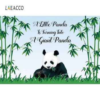 

Laeacco Panda Bamboos Baby Shower Birthday Party Children Photo Backgrounds Customized Photographic Backdrop For Photo Studio