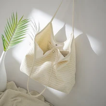 Многофункциональная холщовая сетчатая Сетчатая Сумка для покупок Складная Сумочка многоразовая дорожная Женская пляжная сумка-тоут