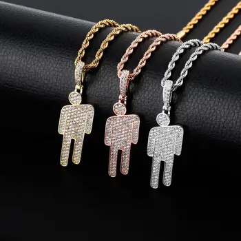 

Billie Necklace eilish artist graphic image pendant full zircon men hip hop Fashion women Aesthetic neaklace