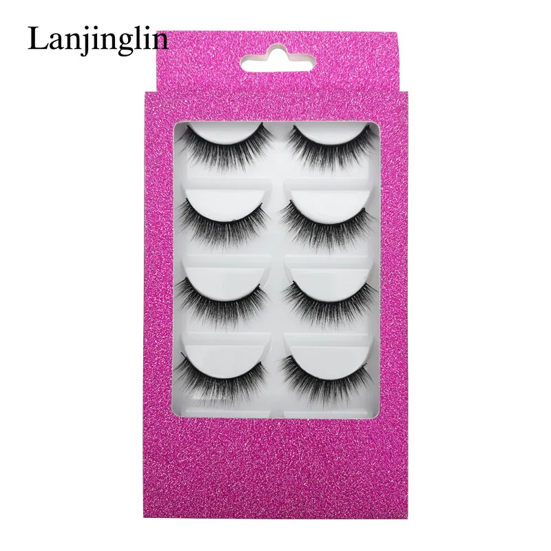LANJINGLIN, 5 пар, накладные ресницы из искусственной норки, полная полоска, ресницы ручной работы, пушистые, объемные, 5d, для наращивания ресниц, макияж, натуральные, cils, G800