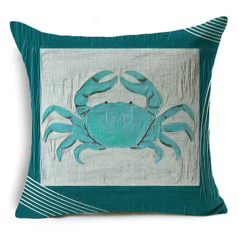

Yaapeet 1pc Starfish Printed Cushion Cover Polyester Shell Pattern Cushion Decorative Conch Printed Square Pillowcase Decorative