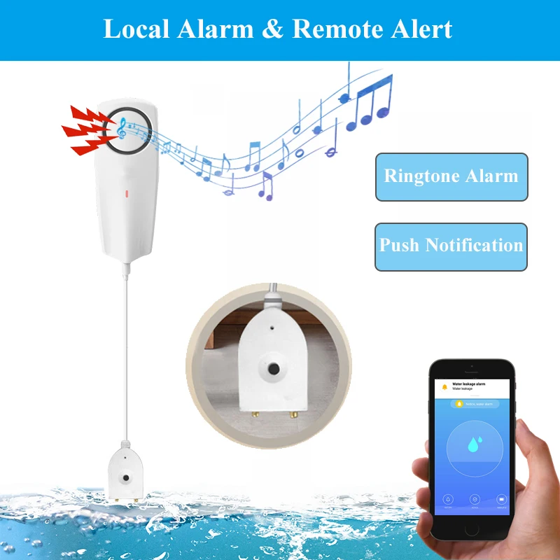 

WIFI Liquid Leak Sensor Wireless Water Level Detector Leakage Overflow Buzzer Tuya Smart Life APP Push Alarm Alerts fine